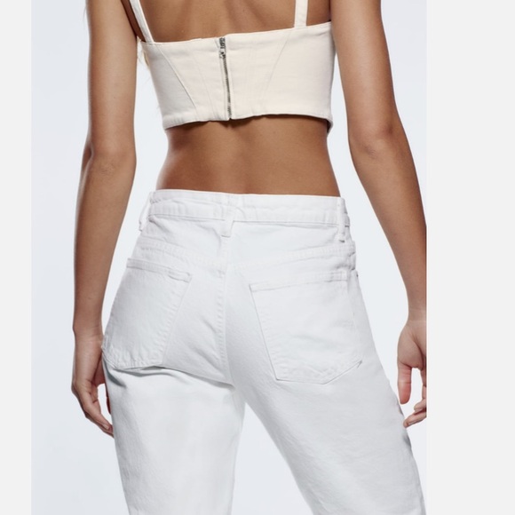 4/$20 ZARA High Waist Straight Leg Women's 100% Cotton White Jeans Size 8 - Picture 3 of 16